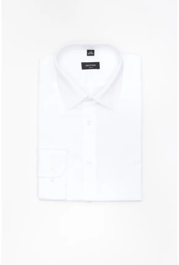 KOSZULA VERSONE 4517 DŁUGI RĘKAW SLIM FIT BIAŁA Z BAWEŁNY