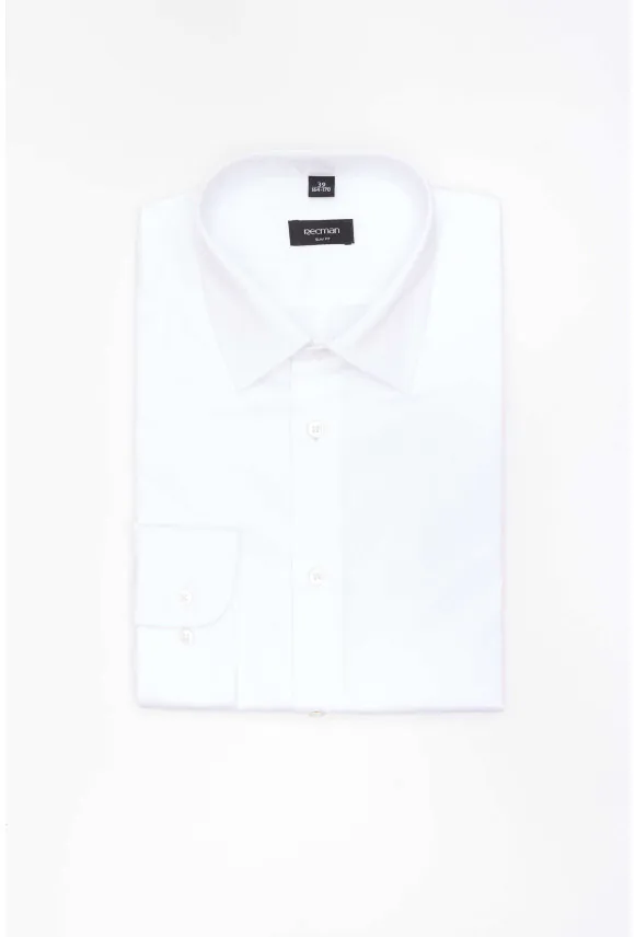 KOSZULA VERSONE 4517 DŁUGI RĘKAW SLIM FIT BIAŁA Z BAWEŁNY