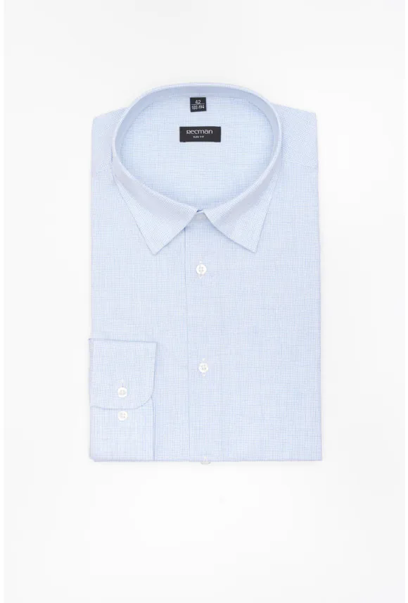 KOSZULA COVIVA 3281D DŁUGI RĘKAW SLIM FIT BŁĘKITNA Z BAWEŁNY