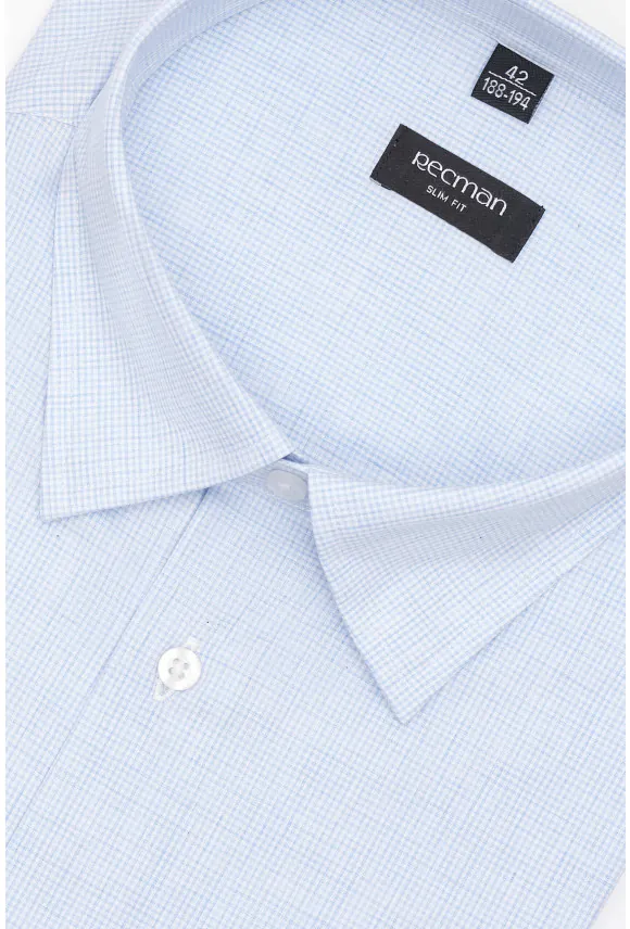 KOSZULA COVIVA 3281D DŁUGI RĘKAW SLIM FIT BŁĘKITNA Z BAWEŁNY