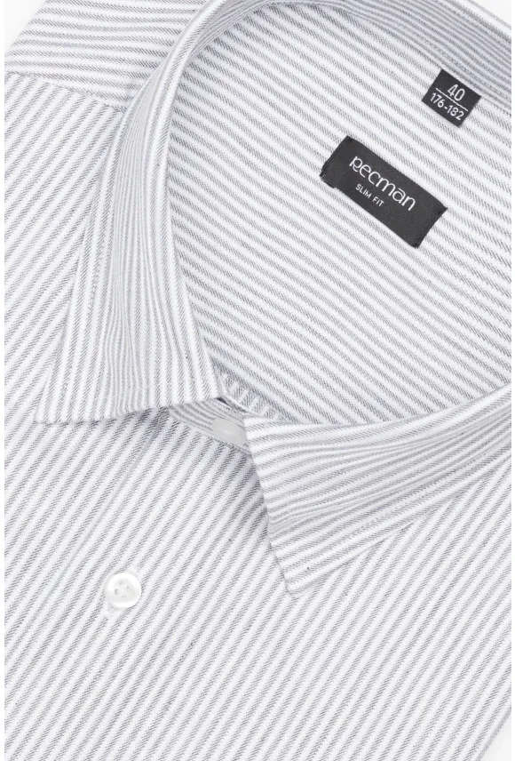 KOSZULA COFINO 3282D DŁUGI RĘKAW SLIM FIT SZARA Z BAWEŁNY