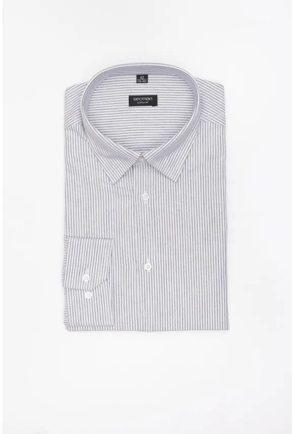KOSZULA COFINO 3282D DŁUGI RĘKAW CUSTOM FIT SZARA Z BAWEŁNY
