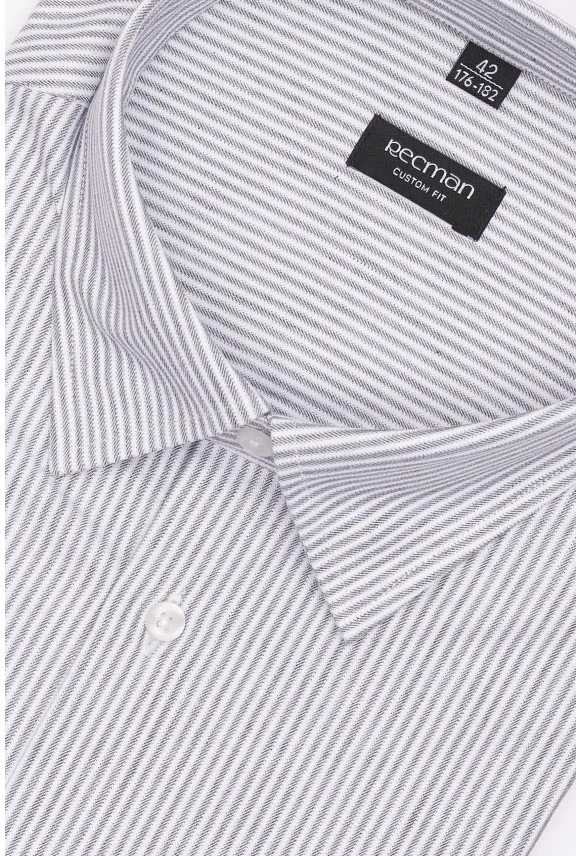 KOSZULA COFINO 3282D DŁUGI RĘKAW CUSTOM FIT SZARA Z BAWEŁNY