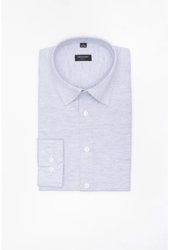 KOSZULA FORMENTO 3285D DŁUGI RĘKAW SLIM FIT BŁĘKITNA Z LNEM