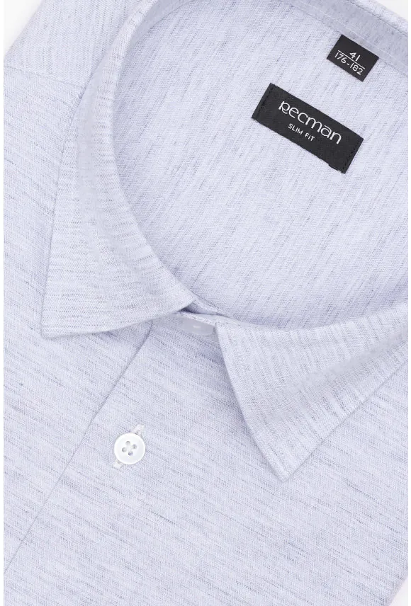 KOSZULA FORMENTO 3285D DŁUGI RĘKAW SLIM FIT BŁĘKITNA Z LNEM
