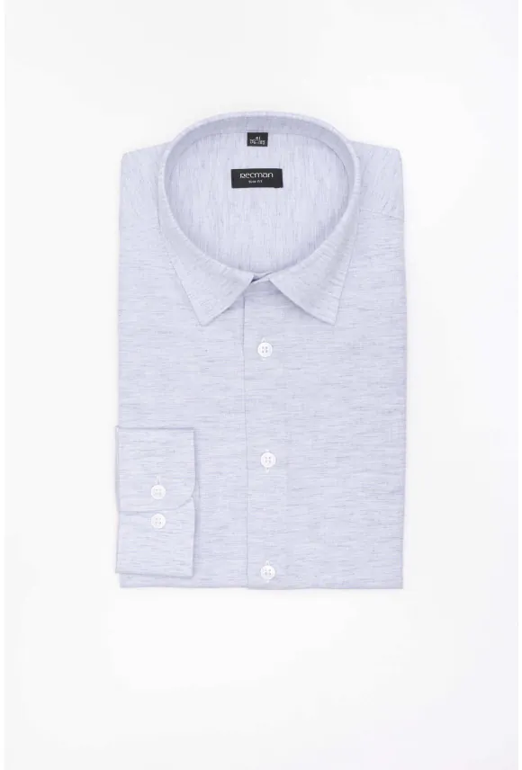 KOSZULA FORMENTO 3285D DŁUGI RĘKAW SLIM FIT BŁĘKITNA Z LNEM