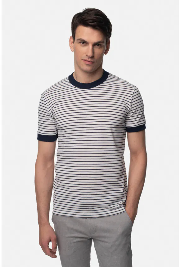 T SHIRT DEGLIN GRANATOWY Z BAWEŁNĄ
