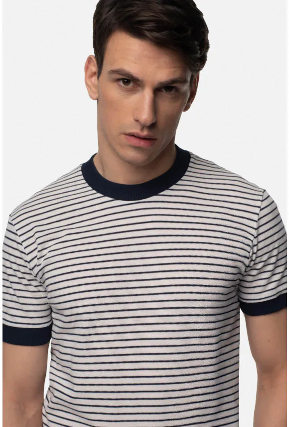T SHIRT DEGLIN GRANATOWY Z BAWEŁNĄ