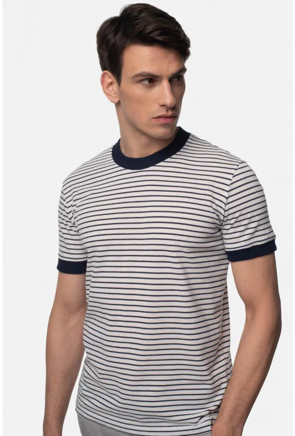 T SHIRT DEGLIN GRANATOWY Z BAWEŁNĄ