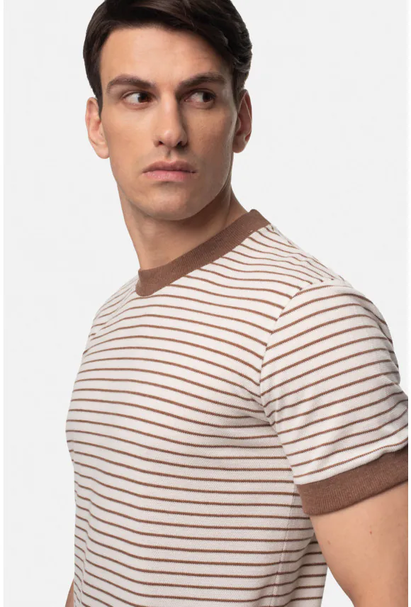 T SHIRT DEGLIN BEŻOWY Z BAWEŁNĄ