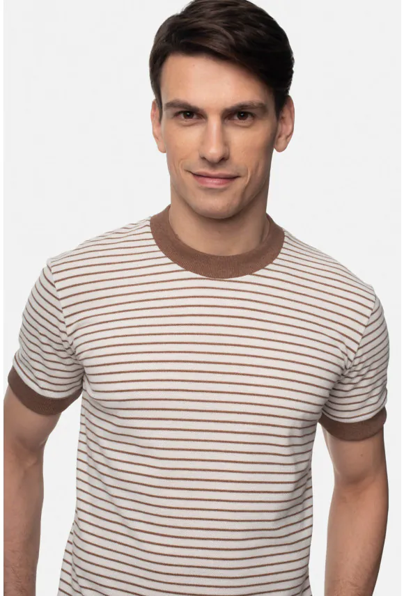 T SHIRT DEGLIN BEŻOWY Z BAWEŁNĄ