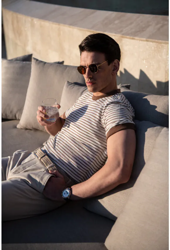 T SHIRT DEGLIN BEŻOWY Z BAWEŁNĄ