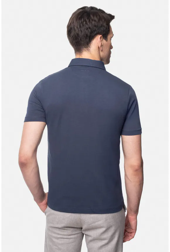 KOSZULKA POLO LIERMO GRANATOWA 0001 Z BAWEŁNY TYPU JERSEY