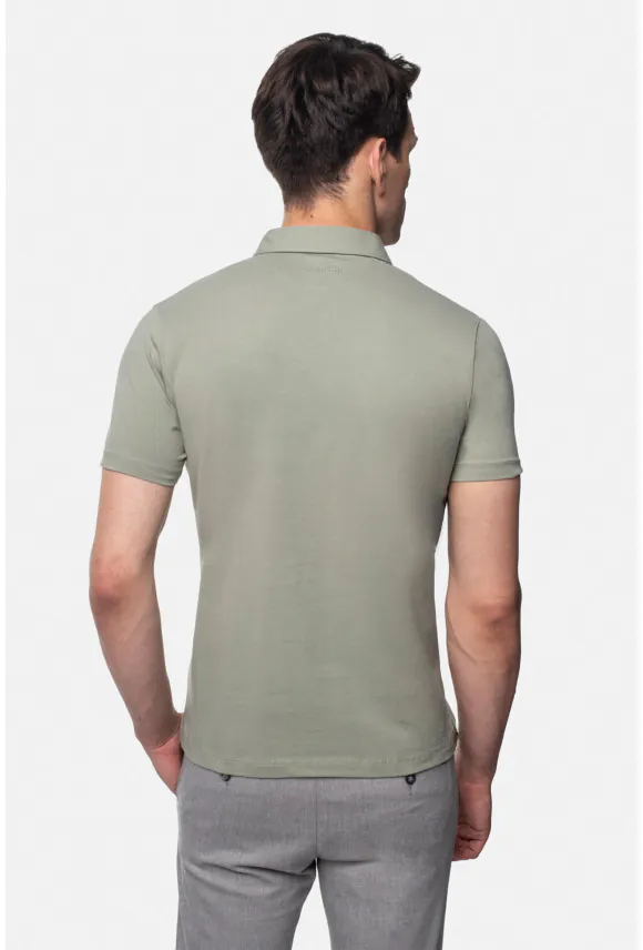 KOSZULKA POLO LIERMO ZIELONA 0001 Z BAWEŁNY TYPU JERSEY