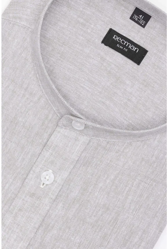 KOSZULA FORMENTO 3287D DŁUGI RĘKAW SLIM FIT ZIELONA Z LNEM