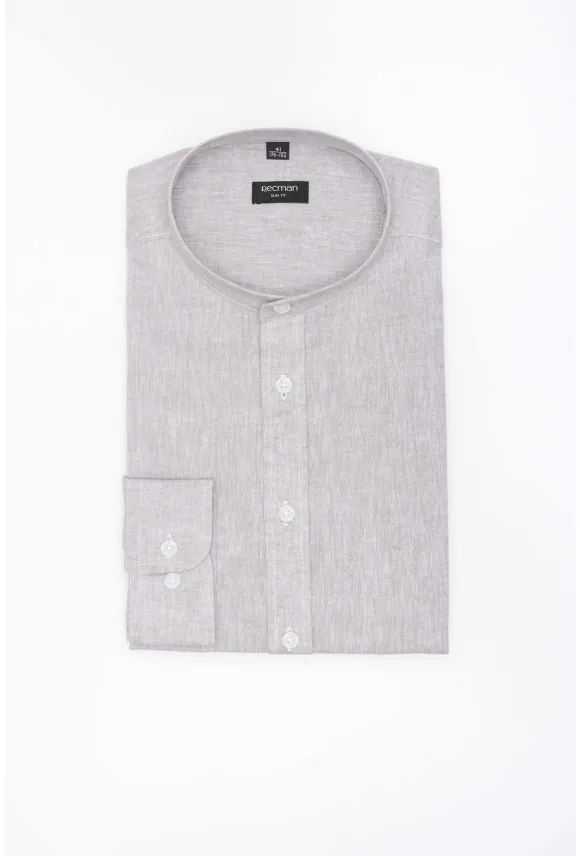 KOSZULA FORMENTO 3287D DŁUGI RĘKAW SLIM FIT ZIELONA Z LNEM