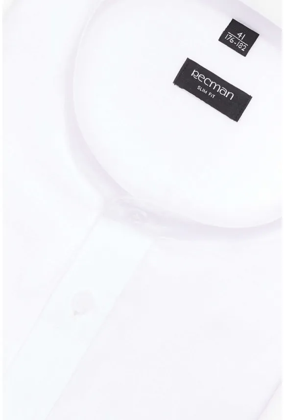 KOSZULA FORMENTO 3288D DŁUGI RĘKAW SLIM FIT BIAŁA Z LNEM