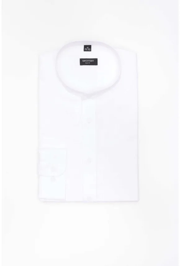 KOSZULA FORMENTO 3288D DŁUGI RĘKAW SLIM FIT BIAŁA Z LNEM