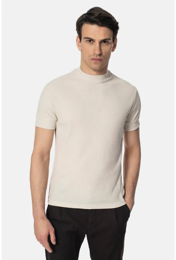 T SHIRT ZAUN BEŻOWY Z BAWEŁNĄ