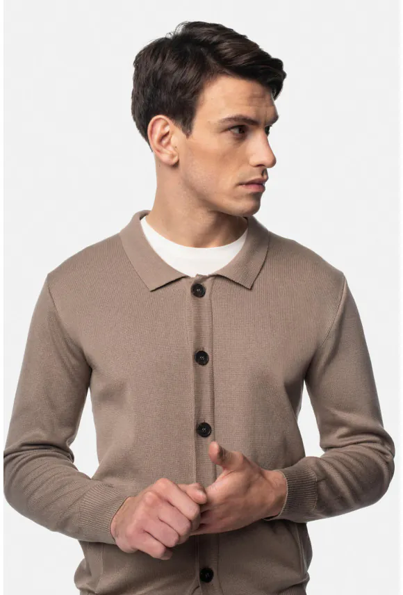 SWETER CELORIO ROZPINANY BEŻOWY Z BAWEŁNĄ