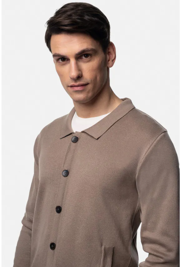 SWETER CELORIO ROZPINANY BEŻOWY Z BAWEŁNĄ