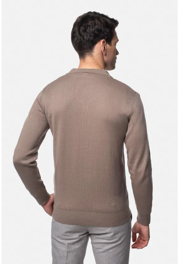 SWETER CELORIO ROZPINANY BEŻOWY Z BAWEŁNĄ