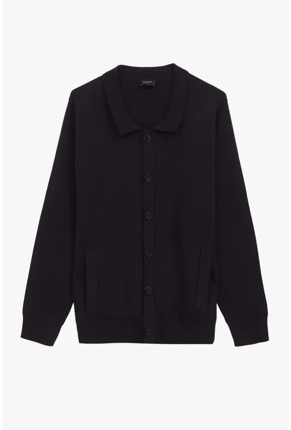 SWETER CELORIO ROZPINANY CZARNY Z BAWEŁNĄ