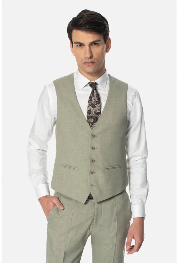 KAMIZELKA AREGNO SLIM FIT ZIELONA JEDNORZĘDOWA