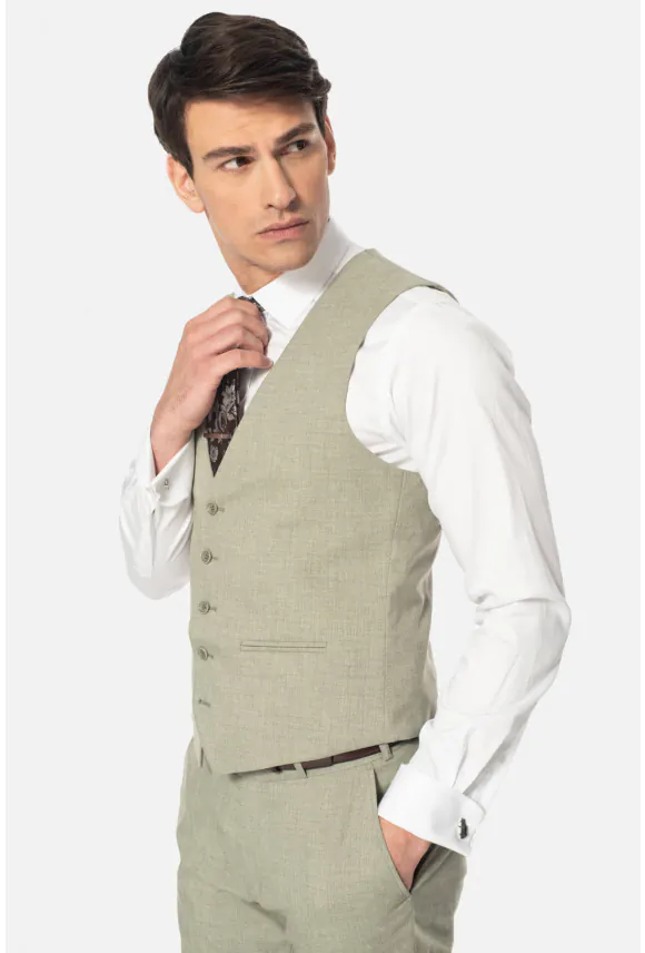 KAMIZELKA AREGNO SLIM FIT ZIELONA JEDNORZĘDOWA