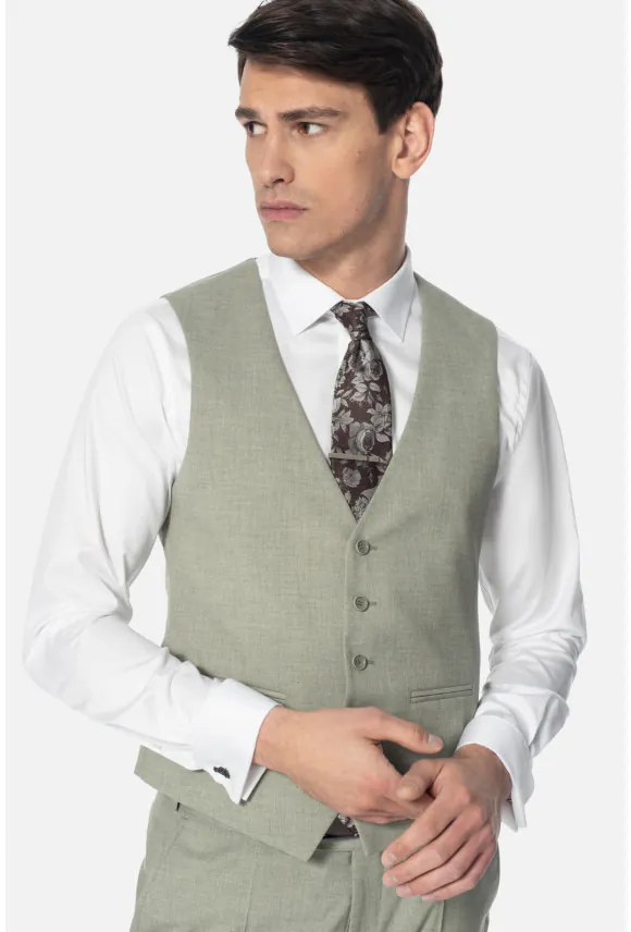 KAMIZELKA AREGNO SLIM FIT ZIELONA JEDNORZĘDOWA