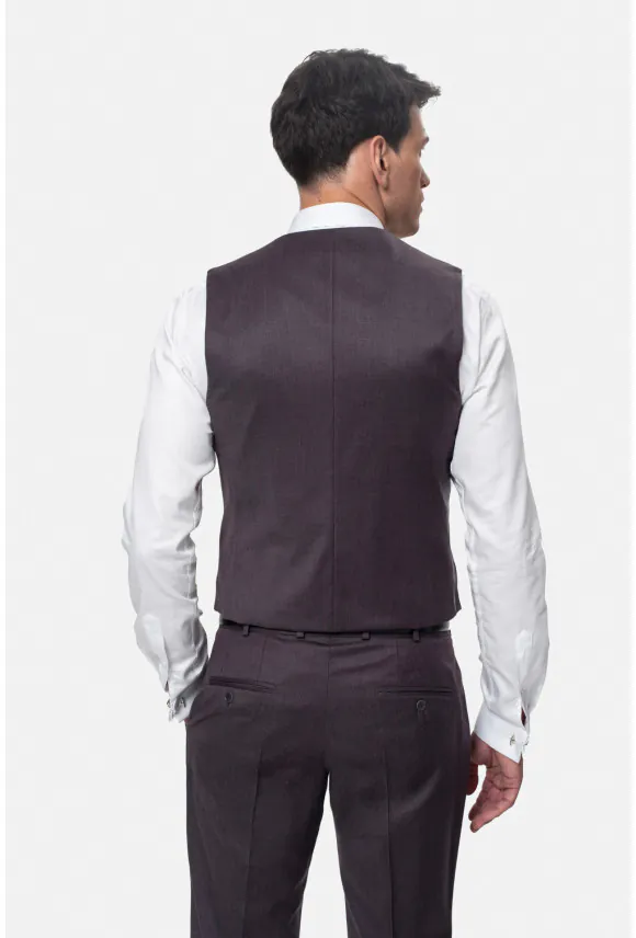 KAMIZELKA MALIANO SLIM FIT FIOLETOWA JEDNORZĘDOWA Z WEŁNY
