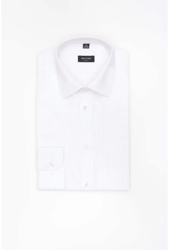 KOSZULA COFINO 3294T DŁUGI RĘKAW SLIM FIT BIAŁA Z BAWEŁNĄ