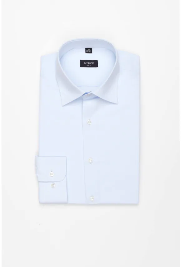 KOSZULA CORSINI 3291E DŁUGI RĘKAW SLIM FIT BŁĘKITNA Z BAWEŁNĄ