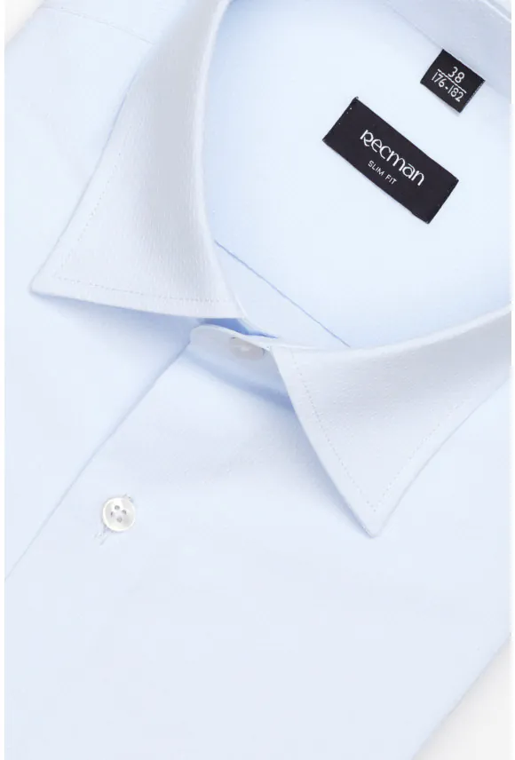 KOSZULA CORSINI 3291E DŁUGI RĘKAW SLIM FIT BŁĘKITNA Z BAWEŁNĄ