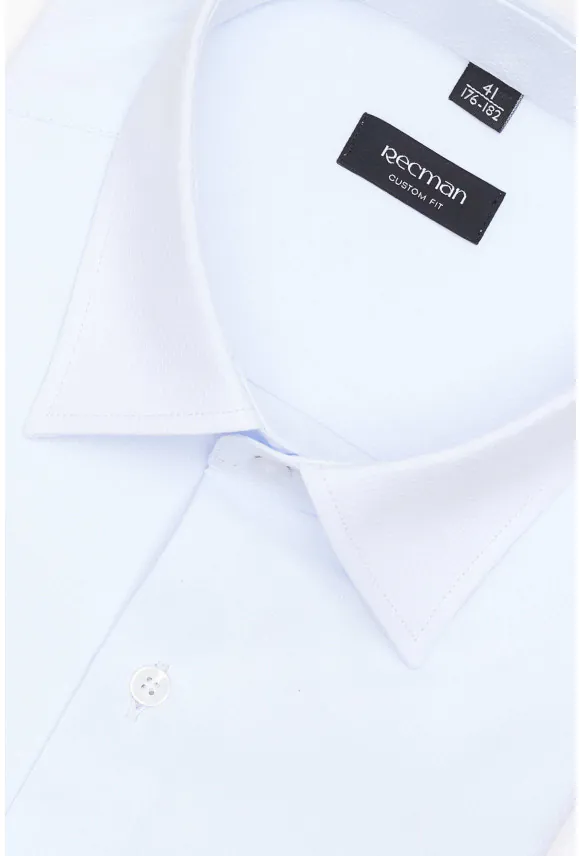KOSZULA CORSINI 3291E DŁUGI RĘKAW CUSTOM FIT BŁĘKITNA Z BAWEŁNĄ