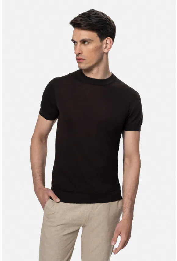 T SHIRT WILLOW BRĄZOWY Z BAWEŁNY