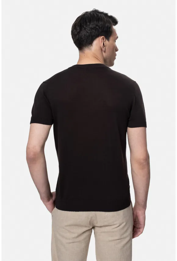 T SHIRT WILLOW BRĄZOWY Z BAWEŁNY