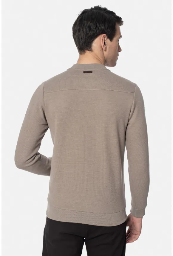 BLUZA PORTONE Z OKRĄGŁYM DEKOLTEM BEŻOWA Z BAWEŁNĄ