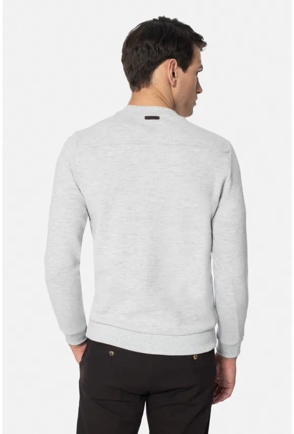 BLUZA PORTONE Z OKRĄGŁYM DEKOLTEM SZARA Z BAWEŁNĄ