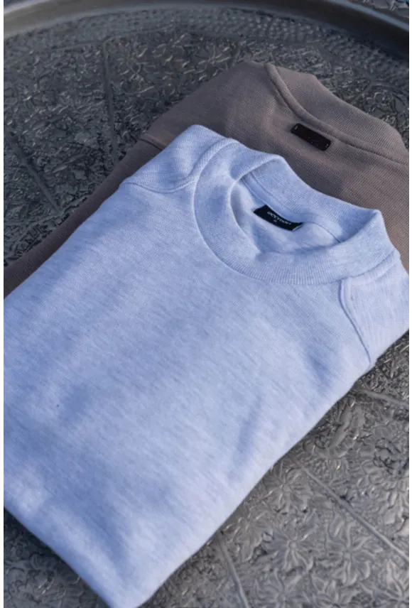 BLUZA PORTONE Z OKRĄGŁYM DEKOLTEM SZARA Z BAWEŁNĄ