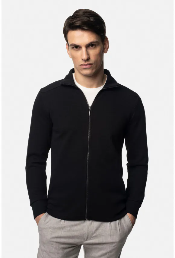 BLUZA CORUNA ROZPINANY CZARNA Z BAWEŁNĄ