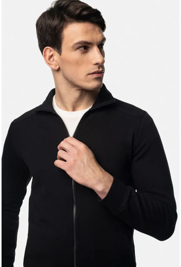 BLUZA CORUNA ROZPINANY CZARNA Z BAWEŁNĄ