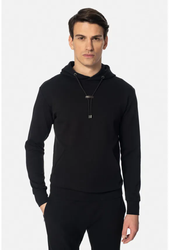 BLUZA HONDO Z OKRĄGŁYM DEKOLTEM CZARNA Z BAWEŁNY TYPU JERSEY