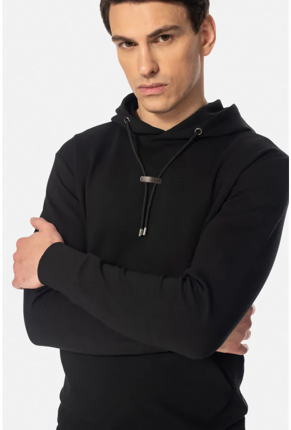 BLUZA HONDO Z OKRĄGŁYM DEKOLTEM CZARNA Z BAWEŁNY TYPU JERSEY