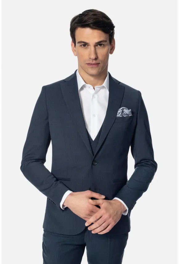 MARYNARKA ARBON GRANATOWA SLIM FIT JEDNORZĘDOWA Z WEŁNĄ
