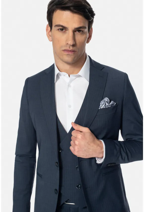 MARYNARKA ARBON GRANATOWA SLIM FIT JEDNORZĘDOWA Z WEŁNĄ