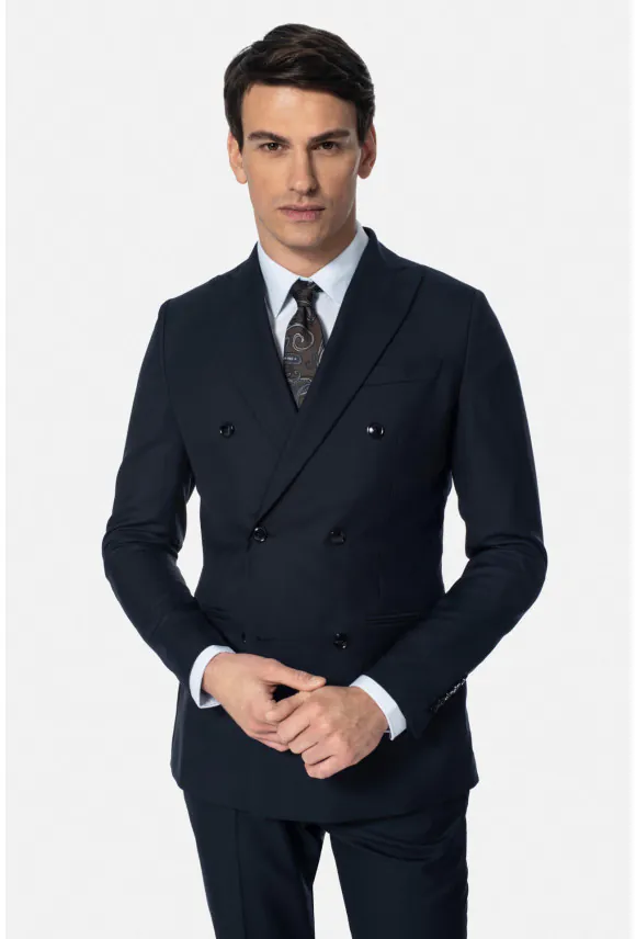 MARYNARKA WINOD GRANATOWA SLIM FIT DWURZĘDOWA Z WEŁNĄ