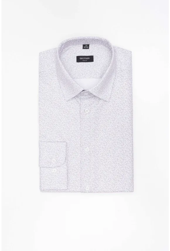 KOSZULA CORSINI 3297T DŁUGI RĘKAW SLIM FIT SZARA Z BAWEŁNĄ