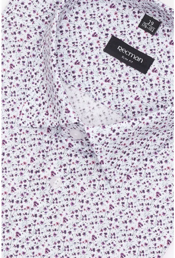 KOSZULA COLINE 3298T DŁUGI RĘKAW SLIM FIT FIOLETOWA Z BAWEŁNY