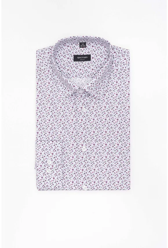 KOSZULA COLINE 3298T DŁUGI RĘKAW SLIM FIT FIOLETOWA Z BAWEŁNY